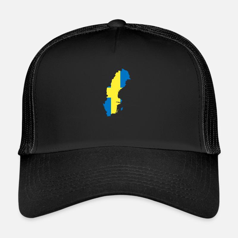 Drapeau de la Suède et carte de la Suède Casquette trucker 