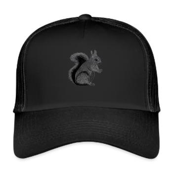 Eichhörnchen Tier Süß Bild Kinder Wald - Trucker Cap - Schwarz/Schwarz - Vorne