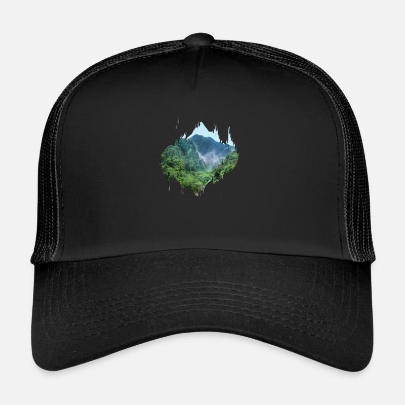 Regenwald Urwald Amazonas Farbfleck Geschenk - Trucker Cap - Schwarz/Schwarz