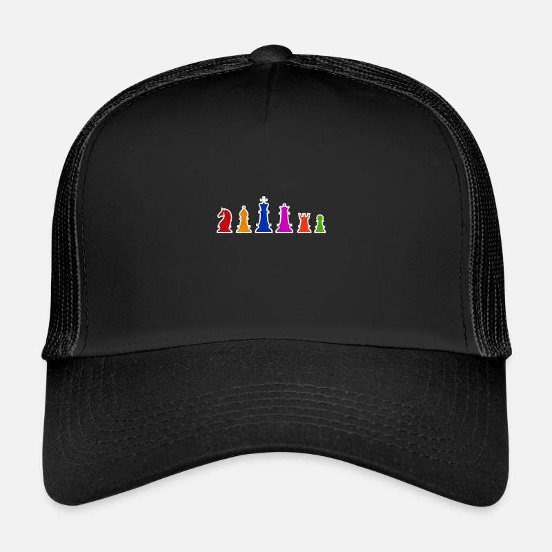 Pièces d'échecs Idée cadeau de joueurs d'échecs colorés Casquette trucker 