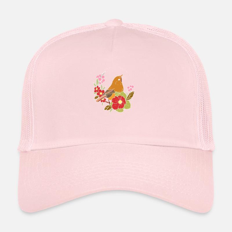 Oiseau de printemps dans les fleurs Casquette trucker 