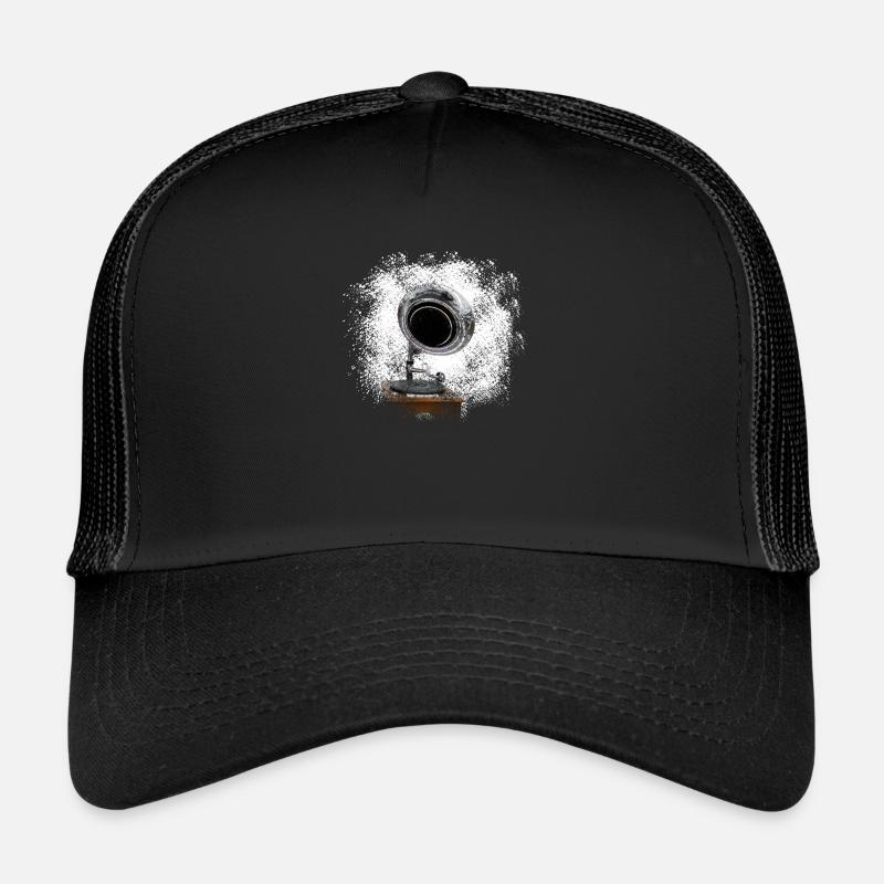 Retro turntable in a sprayed look - Trucker Cap - black/black