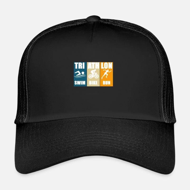 Triathlon-Schwimmradlauf - Trucker Cap - Schwarz/Schwarz