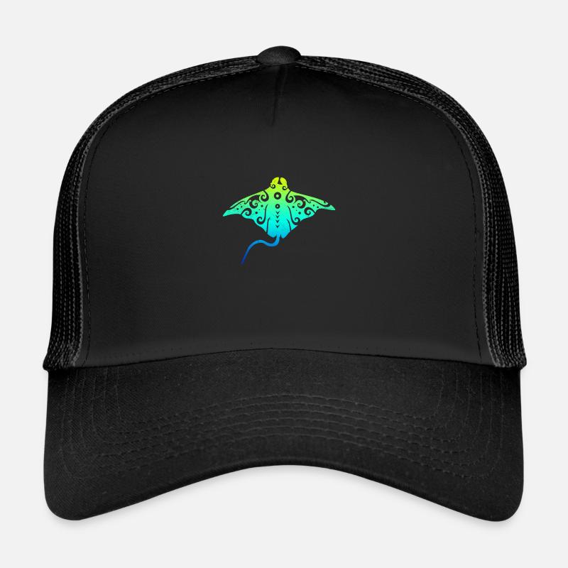 Maori Stachelrochen Polynesian Tribal Tattoo Gift - Trucker Cap - Schwarz/Schwarz