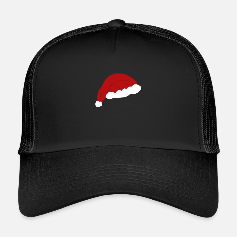 Weimachtsmann Mütze in rot , weihnachtsmann hut - Trucker Cap - Schwarz/Schwarz