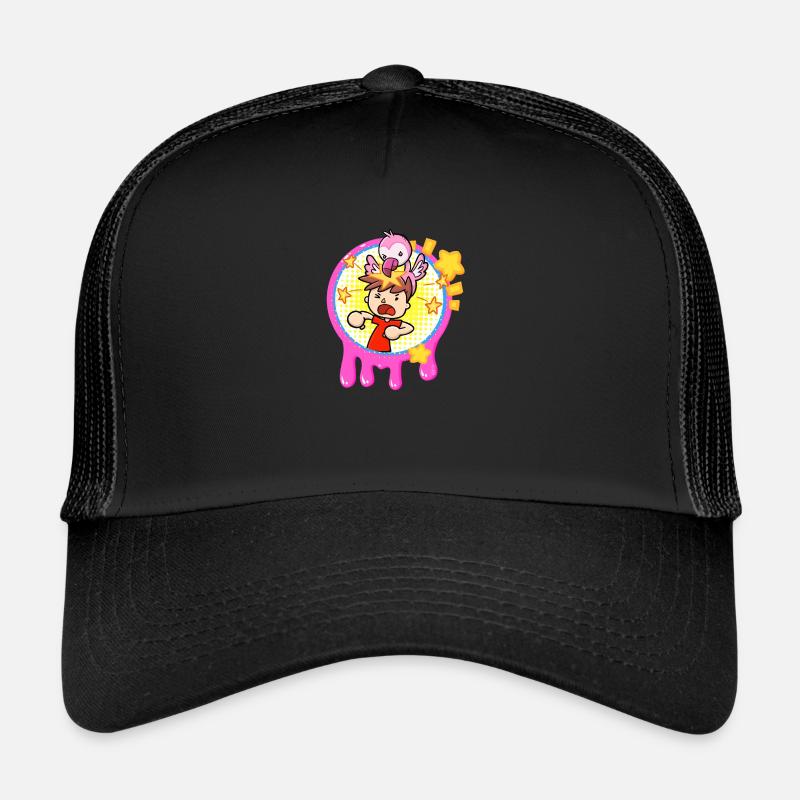 Flamingo Slime Cartoon - Trucker Cap - black/black