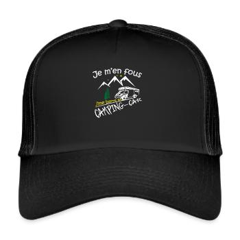 Je m en fou j'me barre en camping car, humour - Casquette trucker  - noir/noir - Devant