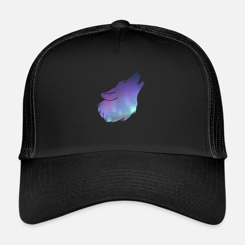 Wolf heeulen mit Nordlicht-Effekt Trucker Cap