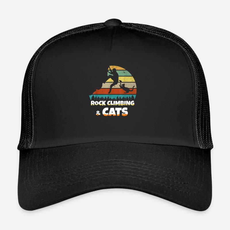 Rock Climbing Cat Climbing Cat Gift Hobby - Trucker Cap - black/black