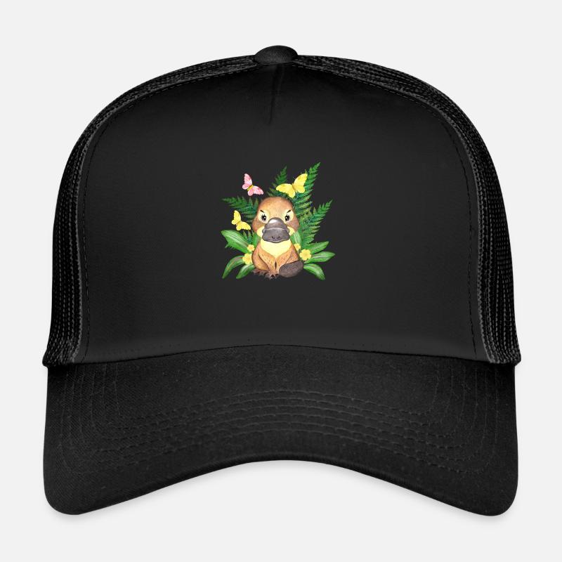 Australien Schnabeltier süß australisch Wappentier - Trucker Cap - Schwarz/Schwarz