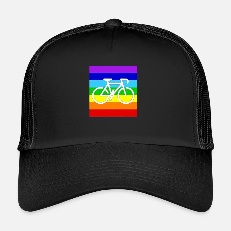 WHITE BICYCLE on a PEACE RAINBOW FLAG Casquette trucker 