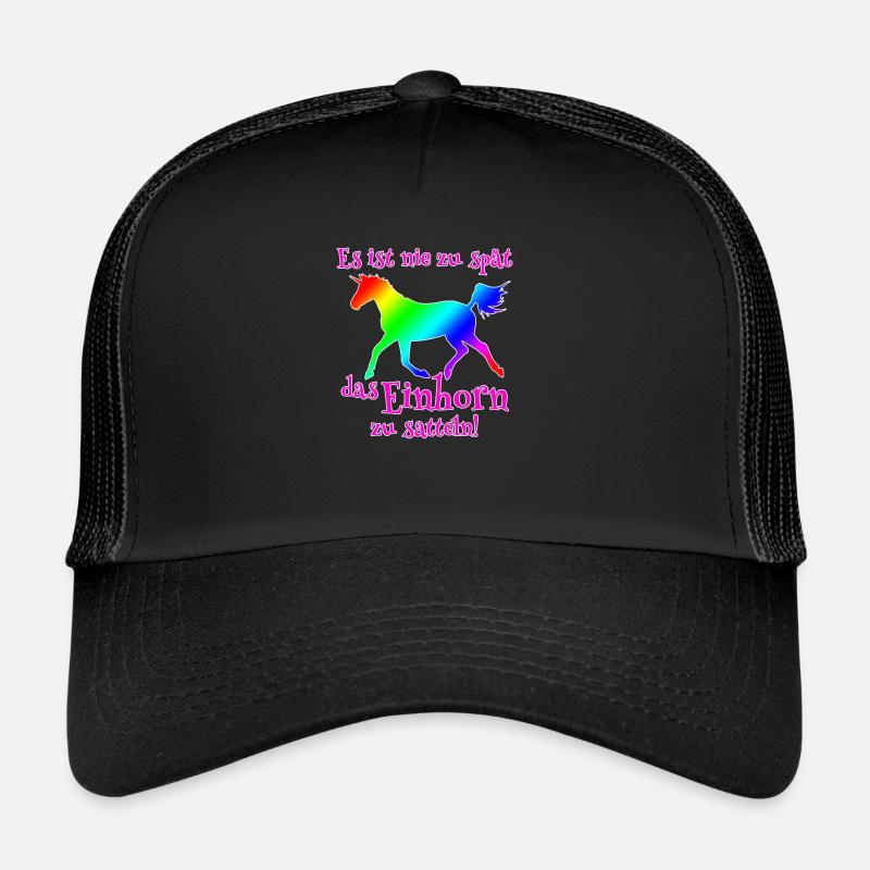 Einhorn satteln - Trucker Cap - Schwarz/Schwarz