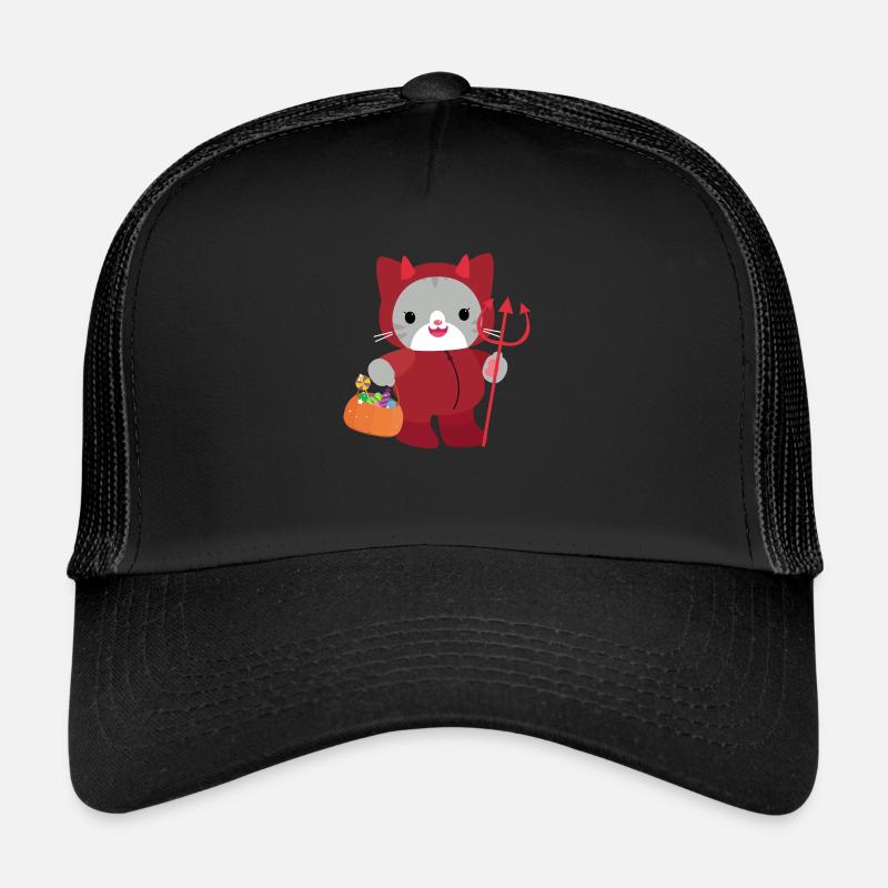 Halloween Katze Roter Teufel. Kawai Trucker Cap