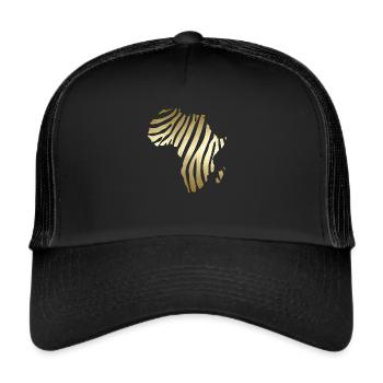 Map Africa Zebra Print Cool Safari Zebraprint - Trucker Cap - black/black - Front