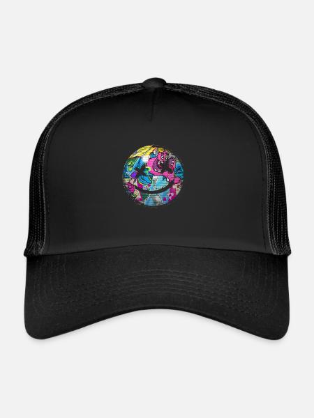 Graffiti style Splash hip hop couleurs peintre couleur - Casquette trucker  - noir/noir - Devant