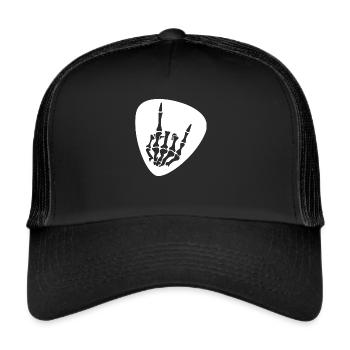 Guitar Pick Plectrum Skeleton French Friesfork Main - Casquette trucker  - noir/noir - Devant