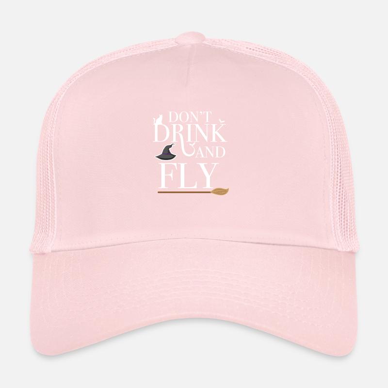 Fun Halloween witch text don't drink and fly Trucker Cap