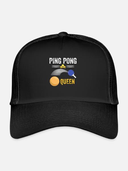 queen of ping-pong - ping pong queen - Trucker Cap - black/black - Front