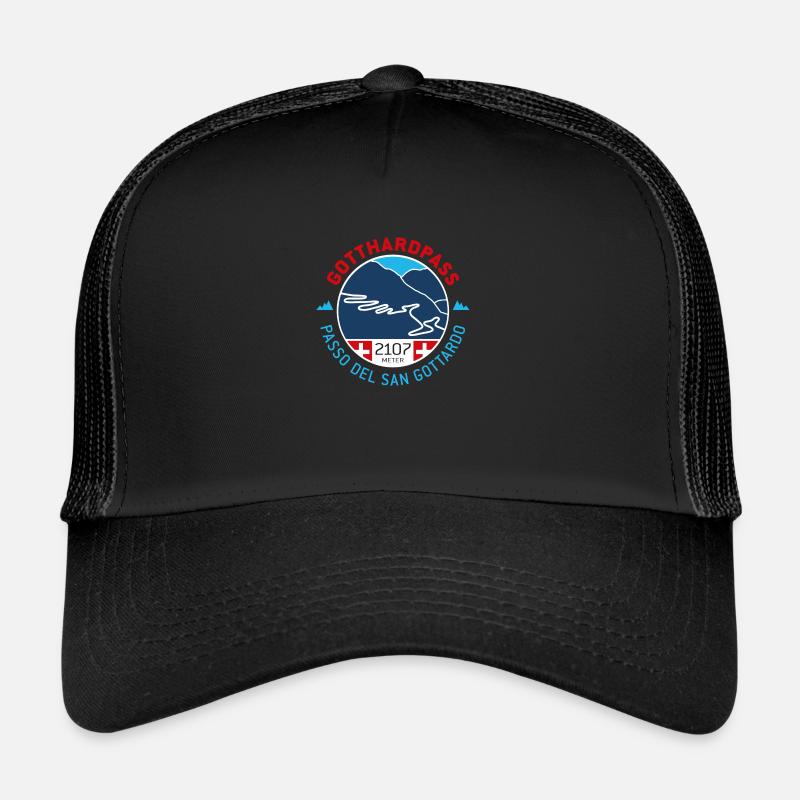 Gotthardpass | Passo del San Gottardo | V2 - Trucker Cap - Schwarz/Schwarz