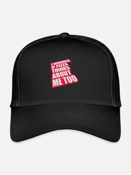 pizza thinks about me - Trucker Cap - black/black - Front