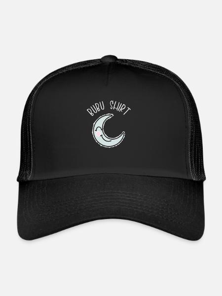 Bubu Sleeping Moon Gift Idea - Trucker Cap - black/black - Front