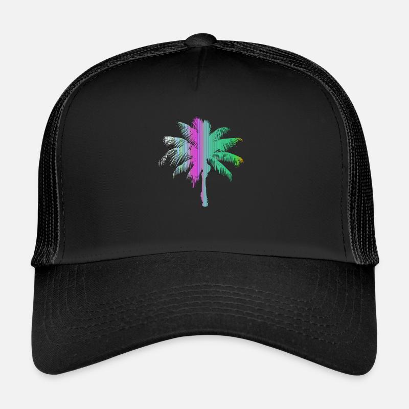Tropical Beach Paradise Palm Trees Rainbow 3 Trucker Cap