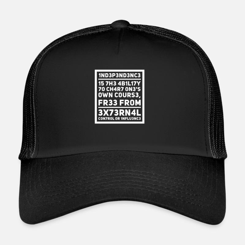Indépendance L337 Leetspeak slogan Casquette trucker 
