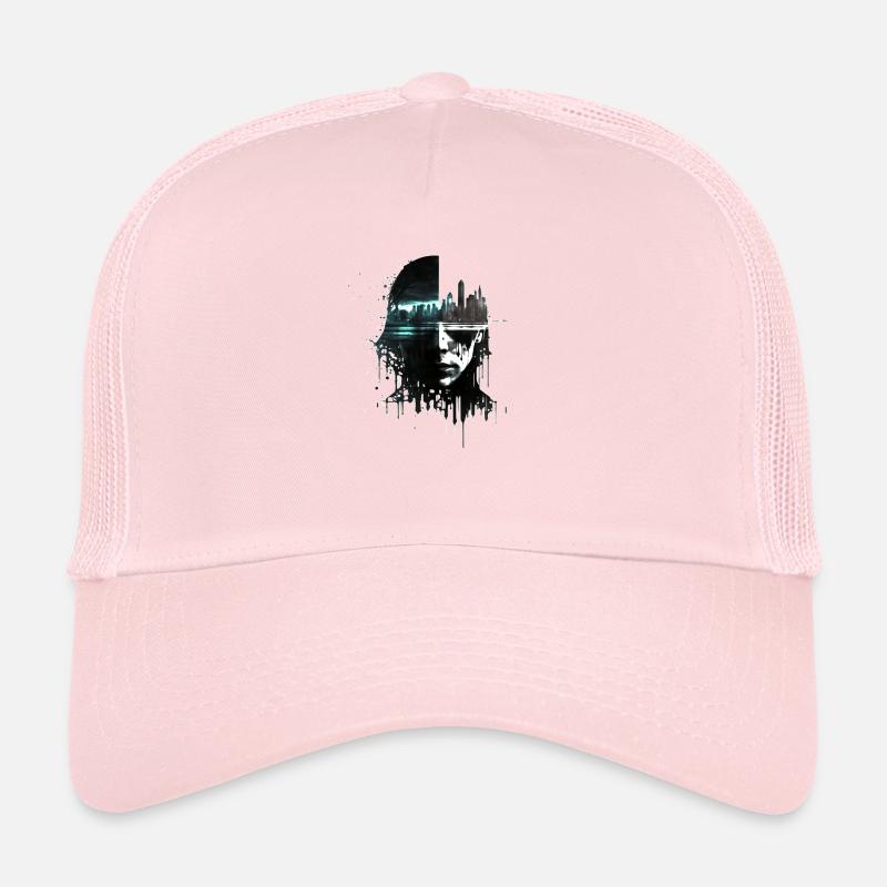 Lone hacker in a dystopian city Trucker Cap