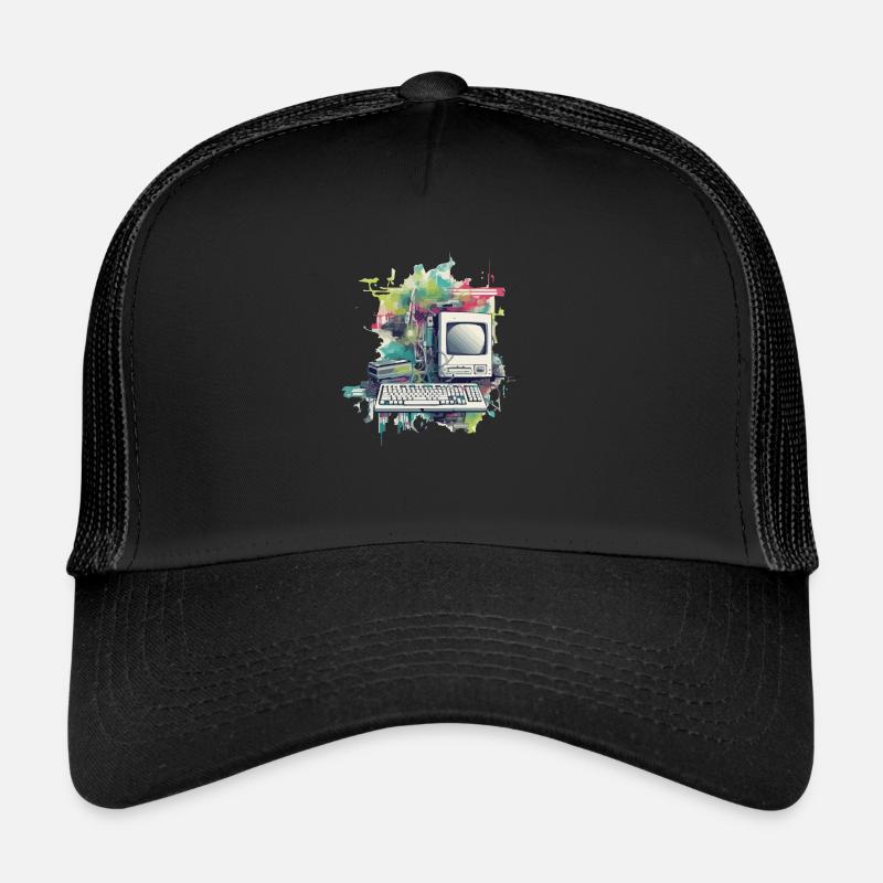 Vintage-Computer - Trucker Cap - Schwarz/Schwarz