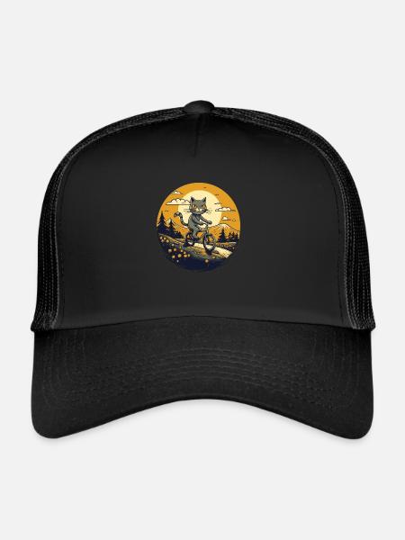 Meowtain Biker - Trucker Cap - black/black - Front