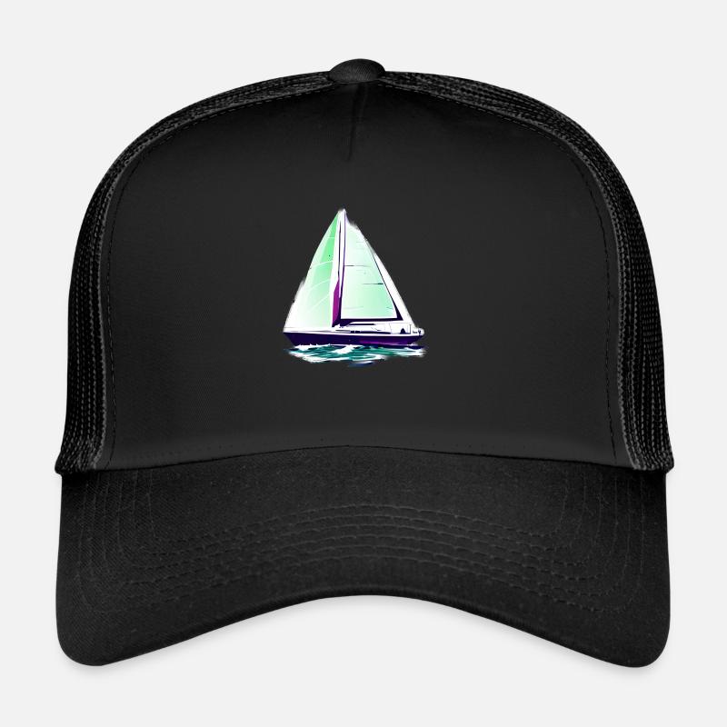 Sailing, sailing, sailboat, sailing ship - Trucker Cap - black/black