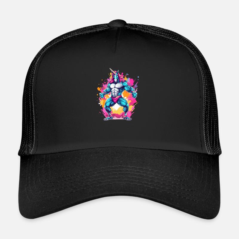 Bodybuilding Einhorn - Trucker Cap - Schwarz/Schwarz