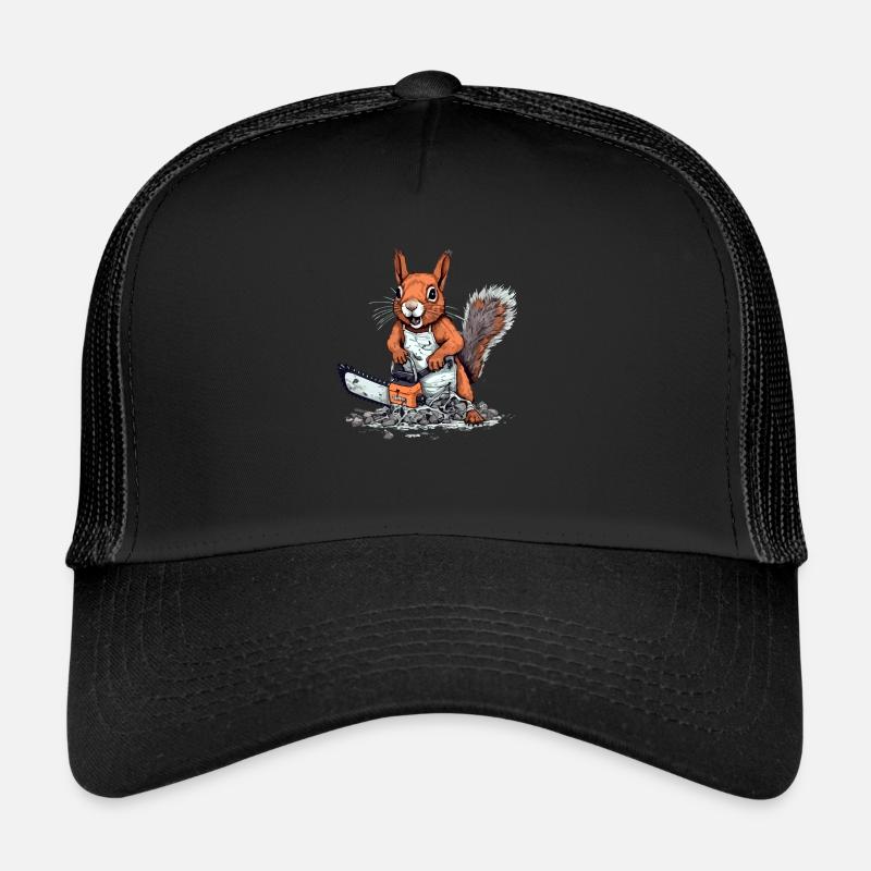 Squi l'écureuil élagueur - Casquette trucker  - noir/noir