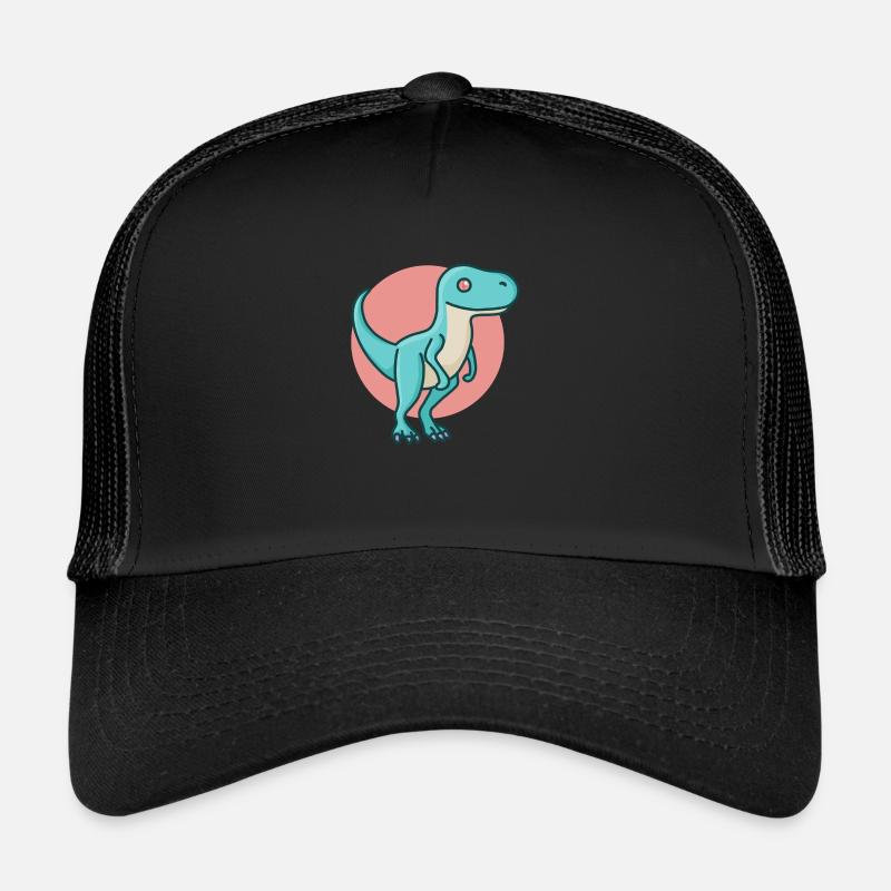hugadino Velociraprot, Dino, süßer Dinosaurier - Trucker Cap - Schwarz/Schwarz
