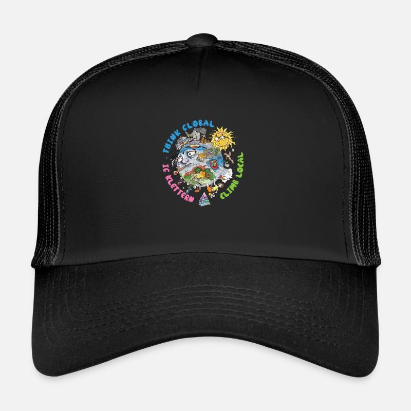 Think Global Climb Local Bright Background - Trucker Cap - black/black