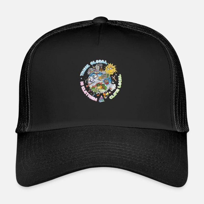 Think Global Climb Local Dunkler Hintergrund Trucker Cap
