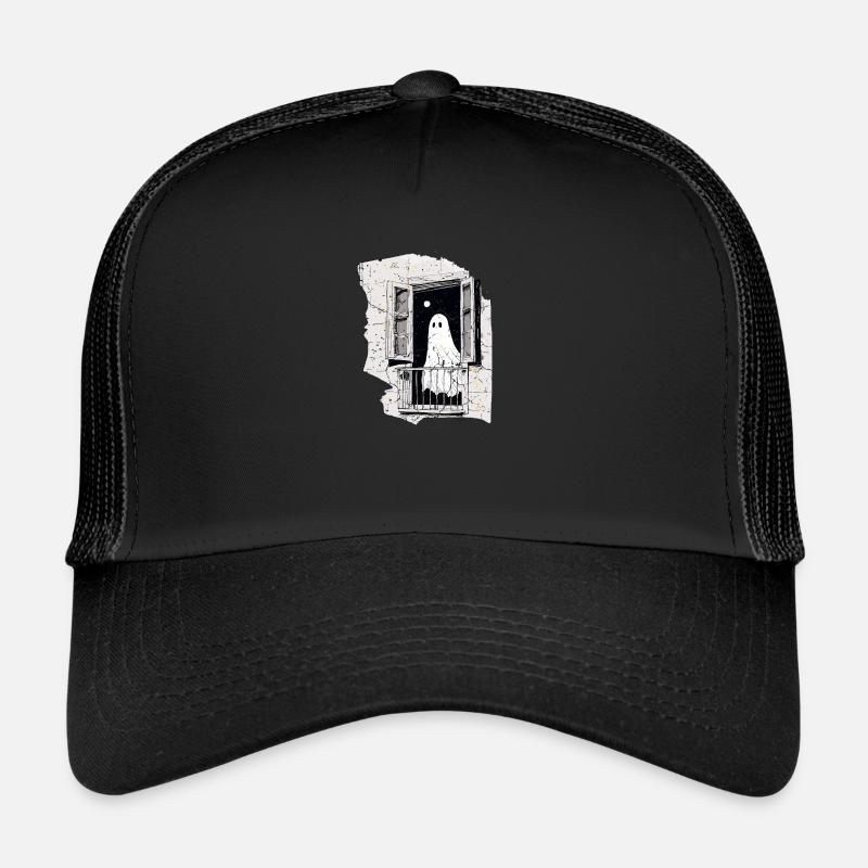 Spooky Ghost in the Window vintage, Buh, Halloween Trucker Cap