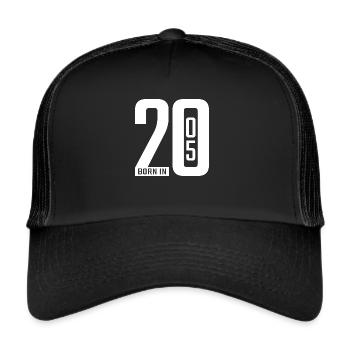 Born in 2005 white - Trucker Cap - Schwarz/Schwarz - Vorne