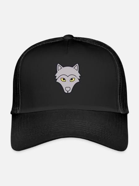 wolf - Trucker Cap - black/black - Front
