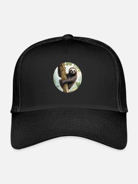 Happy Sloth - Trucker Cap - black/black - Front