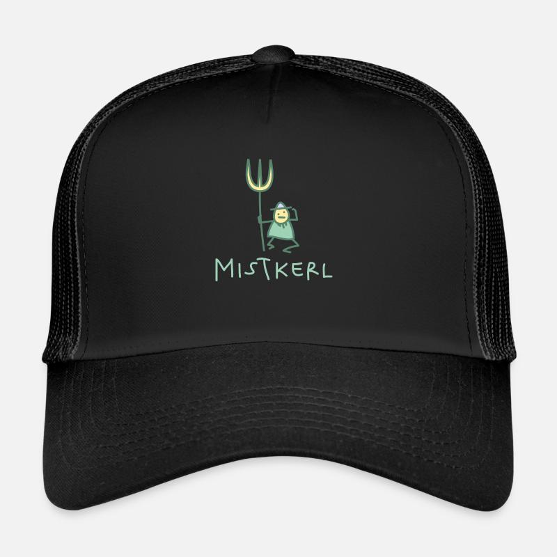 Kerl mit Mistgabel (b) - Trucker Cap - Schwarz/Schwarz
