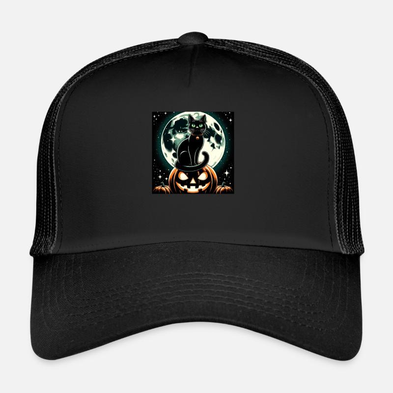 Cat and Halloween Trucker Cap