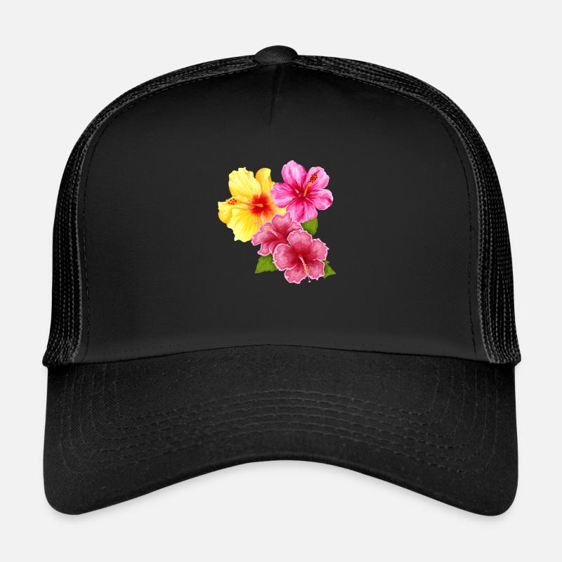 Hawai Aloha Blumen - Trucker Cap - Schwarz/Schwarz