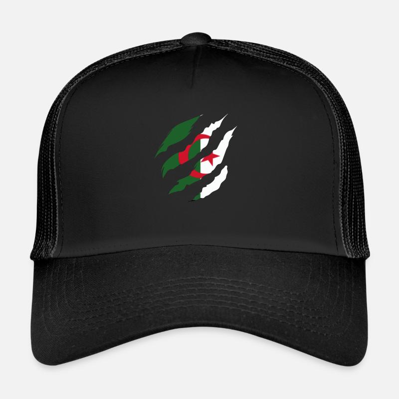Drapeau Algérie -idée cadeau algérien - Casquette trucker  - noir/noir