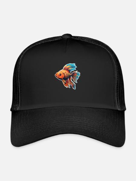 Poisson coloré - Casquette trucker  - noir/noir - Devant