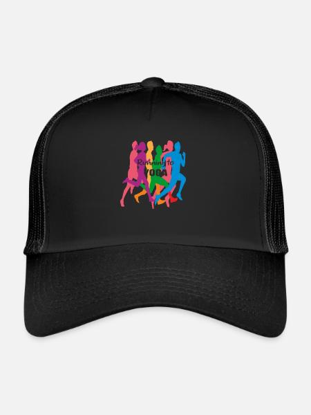 Running to yoga - Trucker Cap - black/black - Front