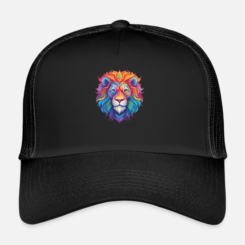 Regenbogen-Löwe - Trucker Cap - Schwarz/Schwarz