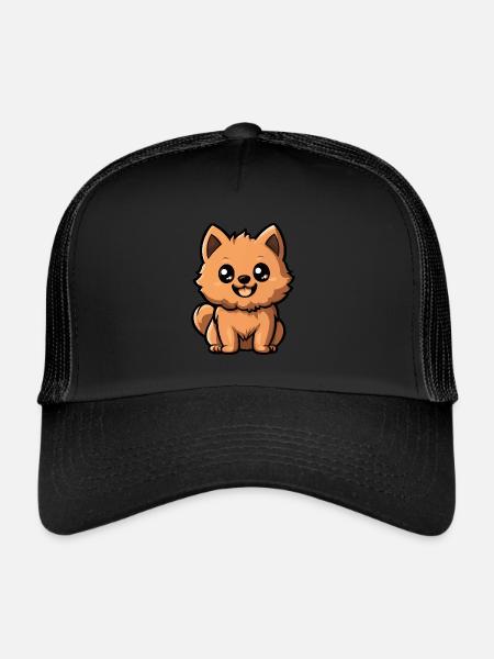 Chien Poméranien Mignon Poméranien - Casquette trucker  - noir/noir - Devant