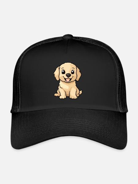 Golden Retriever Chien Mignon - Casquette trucker  - noir/noir