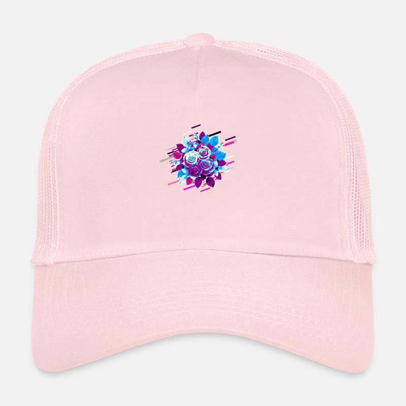 Roses flowery 80s retro violet Trucker Cap